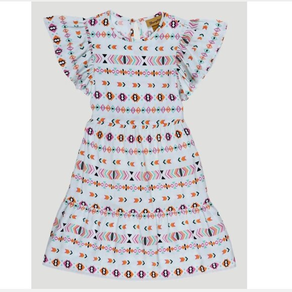 Wrangler Girl's XXL Tiered Dress Ruffle Sleeves Southwestern Print - Picture 1 of 7